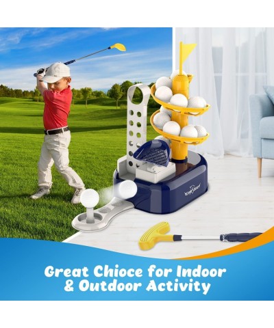 Kids Golf Toys Set Outdoor Lawn Sport Toy with 15pcs Training Golf Balls & Clubs Equipment Indoor Exercise Game Portable Outs...