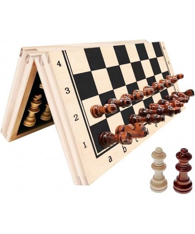 Wooden Magnetic Chess Set 12” Chess Board Portable for Folding Travel Chess Sets for Adults Including Extra 2 Queens Set with...