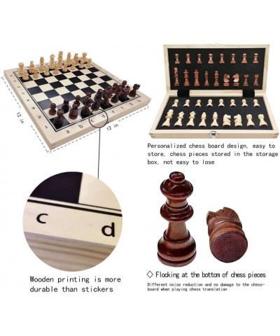 Wooden Magnetic Chess Set 12” Chess Board Portable for Folding Travel Chess Sets for Adults Including Extra 2 Queens Set with...