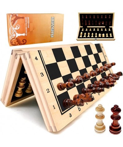 Wooden Magnetic Chess Set 12” Chess Board Portable for Folding Travel Chess Sets for Adults Including Extra 2 Queens Set with...