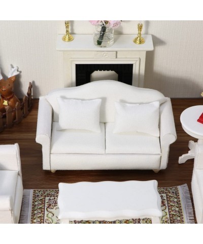 1:12 Scale Sofa Dollhouse Furniture Miniature Couch Fabric Sofa with Pillows for Living Room Desktop Decoration Mini Scene Ac...