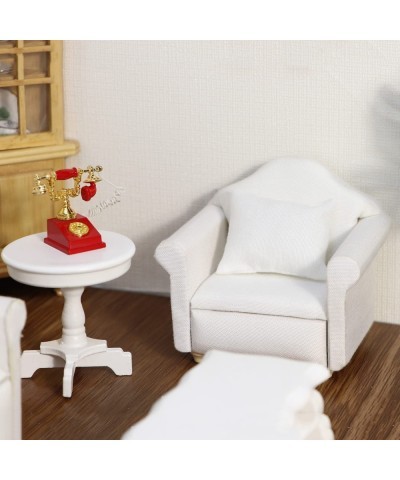 1:12 Scale Sofa Dollhouse Furniture Miniature Couch Fabric Sofa with Pillows for Living Room Desktop Decoration Mini Scene Ac...