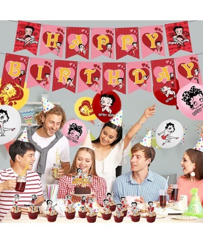 50 PCS Party Decorations Includes Happy Birthday Banner Cake Topper Cupcake Toppers Balloons for Girls Party Supplies $47.27 ...