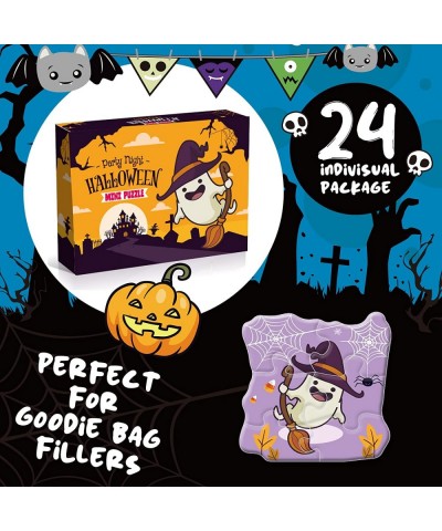 Halloween Party Favor for Kids 24 Pack Jigsaw Puzzles in Halloween Theme Designs for Trick or Treating Halloween Goodie Bag F...