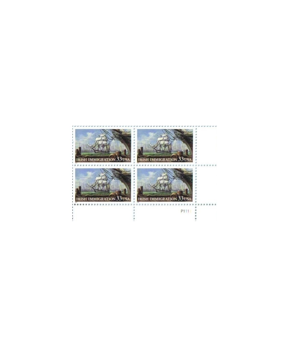 1999 IRISH IMMIGRATION 3286 Plate Block of 4 x 33 cents US Postage Stamps $14.72 Collectible Postage Stamps