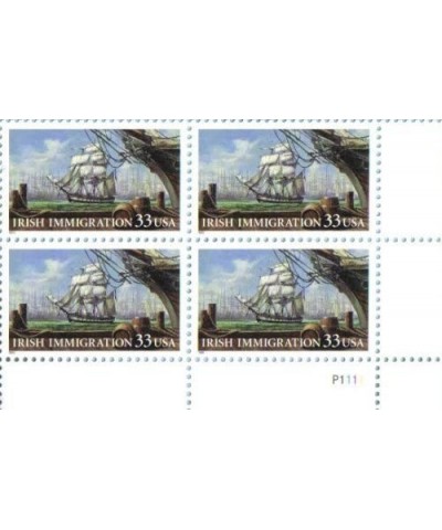 1999 IRISH IMMIGRATION 3286 Plate Block of 4 x 33 cents US Postage Stamps $14.72 Collectible Postage Stamps