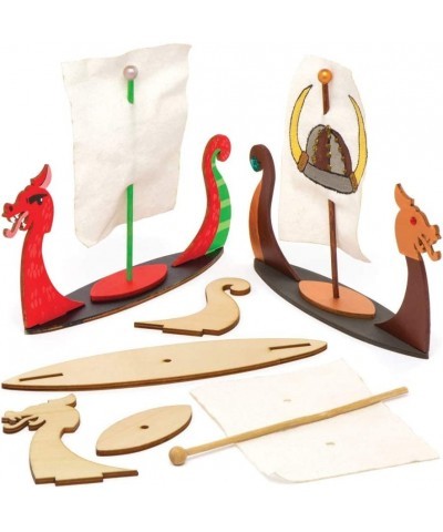 Wooden Viking Longboat Kits (Pack of 3) AW671 For Kids to Decorate and Display $19.13 Kids' Drawing & Writing Boards