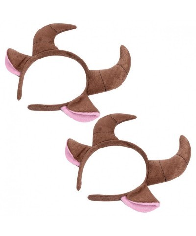 2Pcs Bull Ears and Horns Headband Zoo Cartoon Plush Animal Ear Headbands Costume for Halloween Christmas Festival Theme Party...