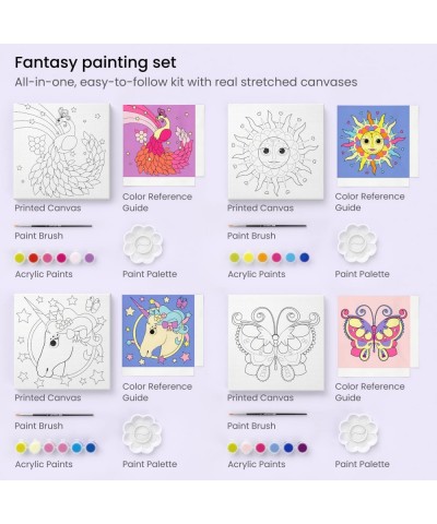 Fantasy Painting Kit 4 Canvases 8 x 8 in 24 Acrylic Paints 4 Paint Brushes 4 Palettes Kids Activities Ages 6 and Up $46.00 Cr...