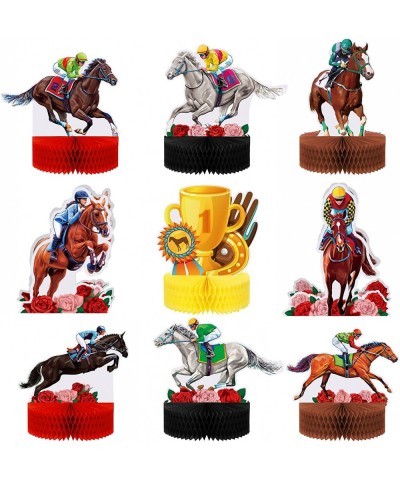 9 Pcs Kentucky Horsing Racing Derby Decorations Horse Racing Honeycomb Centerpieces Kentucky Horse Derby Party Supplies 3D Ho...