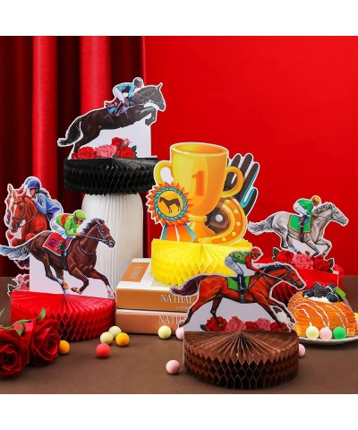 9 Pcs Kentucky Horsing Racing Derby Decorations Horse Racing Honeycomb Centerpieces Kentucky Horse Derby Party Supplies 3D Ho...