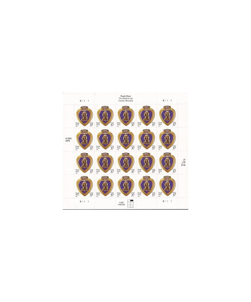 Collectible USA Postage Stamps 2003: Purple Heart Sheet MNH Scott 3784 $21.66 Collectible Postage Stamps