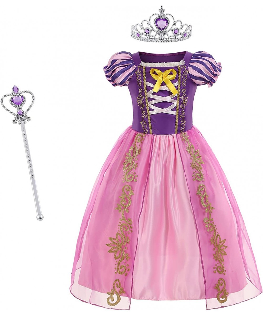 Rapunzel Dress for Girls Purple Princess Costume With Fairy Wand And Crown Tiara For Wedding/Party/Cosplay $46.21 Kids' Costumes