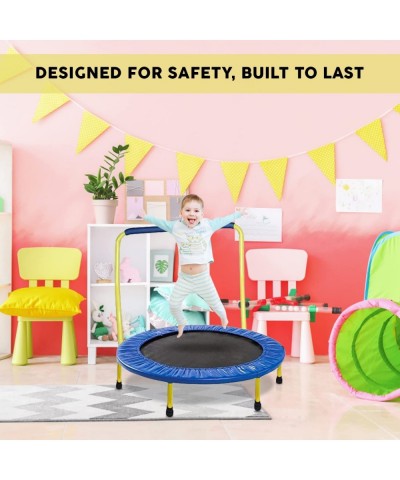 Kids Trampoline Portable & Foldable 36 Inch Round Jumping Mat for Toddler Durable Steel Metal Construction Frame with Padded ...