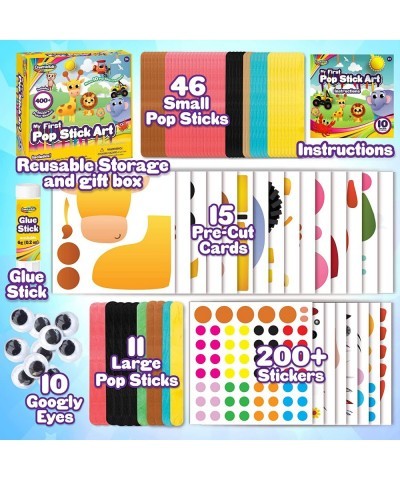 Preschool Crafts for Kids Create 12 Pop Stick Art Figures with 400+ Stickers & Punch Outs Toddler Art Set Fine Motor Activiti...