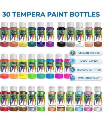 Washable Tempera Paint for Kids - 30 Colors Non Toxic Kids Paint Set with Toddler Art Supplies for Poster Paint Finger Painti...