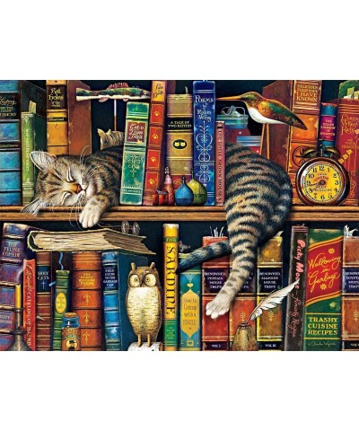 1000 Piece Jigsaw Puzzle 26.75" L X 19.75" W-Set of Two Jigsaw Puzzle Sets-Bookshelf Cat-Windowsill Cat $25.88 Jigsaw Puzzles