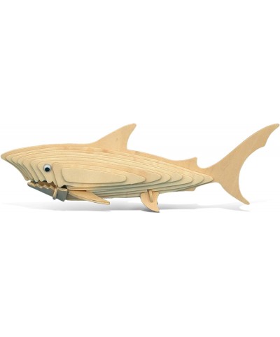 3D Puzzle Shark Wood Craft Construction Model Kit Fun Unique and Educational DIY Wooden Toy Assemble Model Unfinished Craftin...