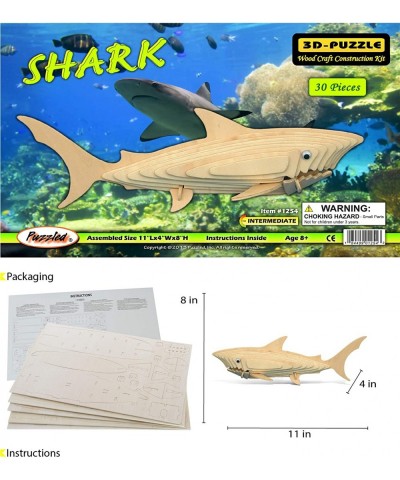 3D Puzzle Shark Wood Craft Construction Model Kit Fun Unique and Educational DIY Wooden Toy Assemble Model Unfinished Craftin...