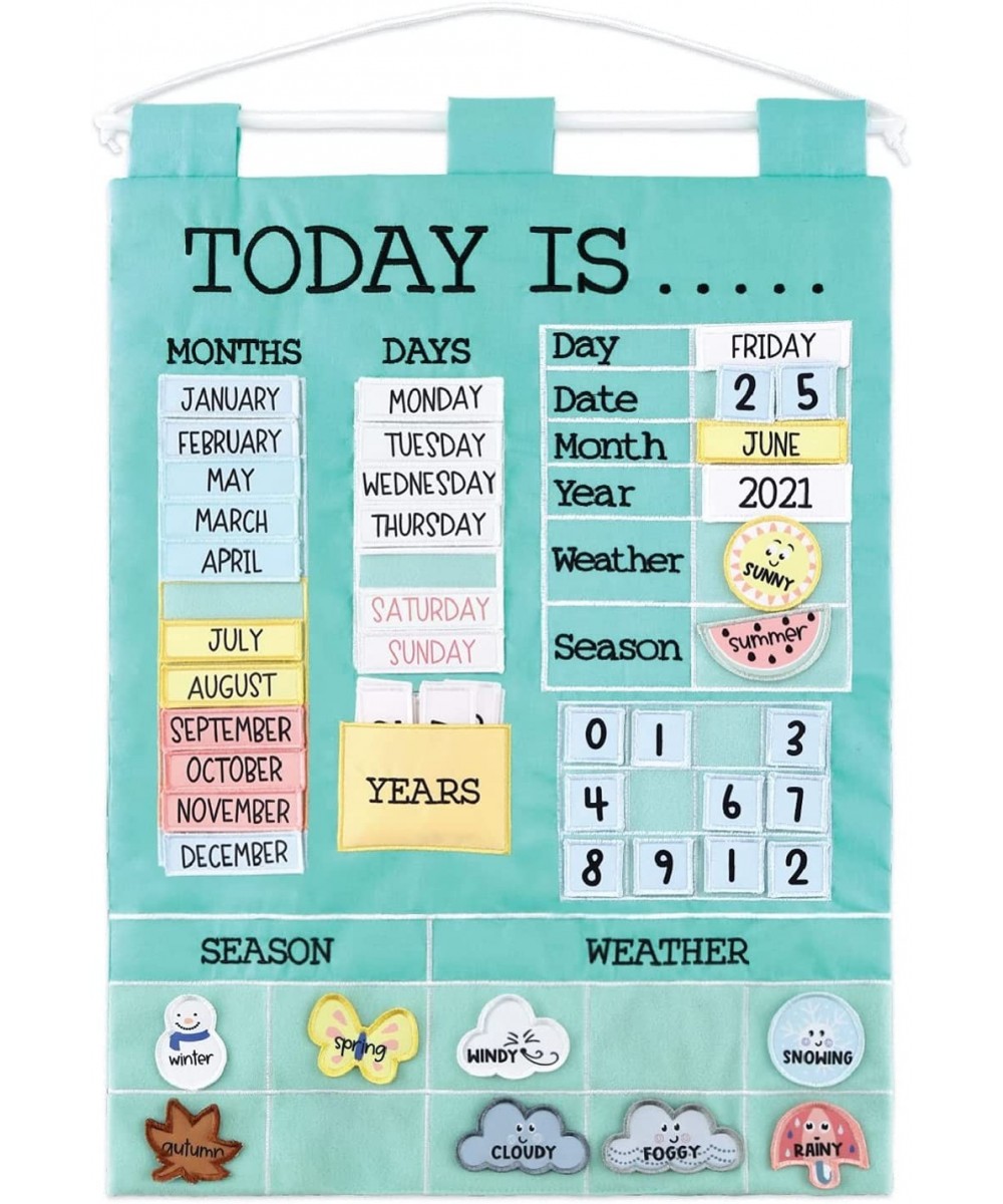 Preschool Educational Wall Calendar - 53 Fabric Pieces for Months Days Years Weather & Seasons $48.16 Early Development & Act...