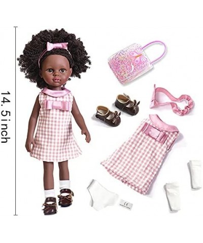 Girl’s Black Doll 14.5-inch African American Baby Doll Realistic Soft Doll Suitable for Children Over 3 Years Old (with Cute ...