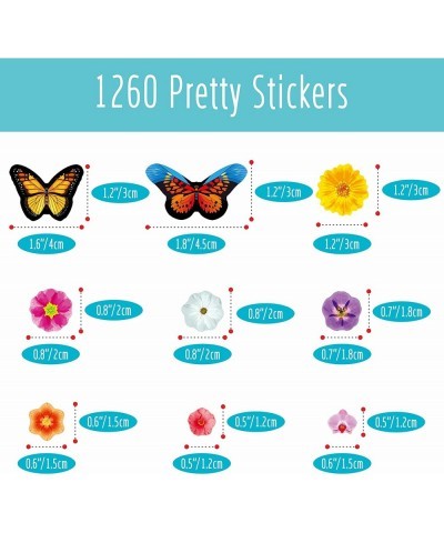 1260 PCS Butterfly & Flower Stickers 24 Sheets Colorful Springtime Blossom Stickers Insect and Plant Stickers Spring Themed P...