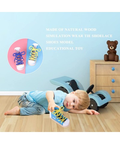 Learn to Tie Shoes - Wooden Lacing Shoe Tying Practice for Kids Safe & Reusable Wood Shoelaces Tying Toy Educational Toy $22....