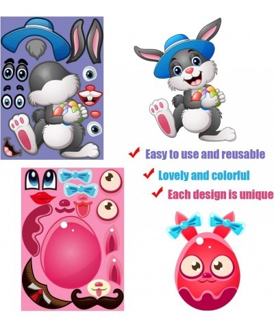 36 PCS Mix and Match Make Your Own Stickers with Easter Egg Bunny Chicken Sheep Easter Decorations Party Favor Supplies Game ...