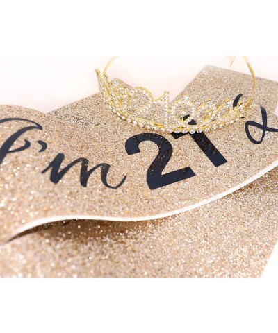 I'm 21 Bitches!" Sash & Rhinestone Tiara Set - 21st Birthday Gifts Birthday Sash for Women Fun Party Favors Birthday Party Su...