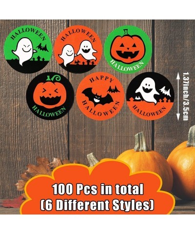 100 Pieces Halloween Stickers Round Seal Label Stickers Assorted Pumpkin Skull Bat Ghost Pattern Stickers for Halloween Party...