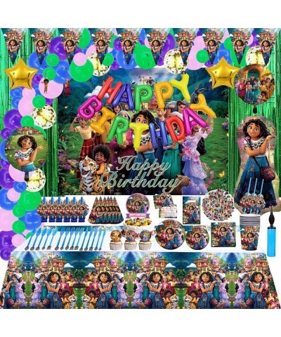 347PCS Encanto Birthday Party Supplies Isabella Encanto Party Decorations Set Include Balloons Backdrop Cake Topper Cupcake T...