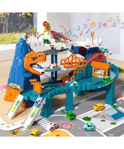 Race Track Car Kids Dinosaur Track Playset Garage Parking Adventure Toy with 10 Mini Cars Racing Track Toy Educational Toy Ca...