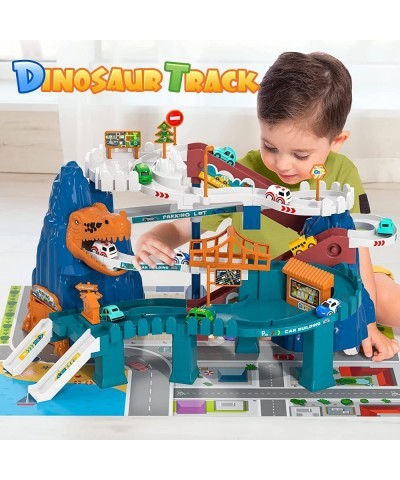 Race Track Car Kids Dinosaur Track Playset Garage Parking Adventure Toy with 10 Mini Cars Racing Track Toy Educational Toy Ca...