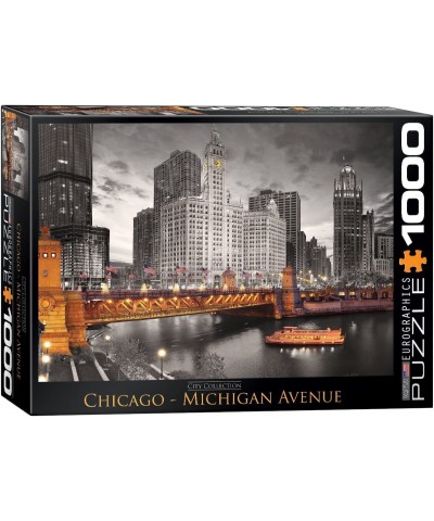 Chicago Michigan Avenue Puzzle (1000-Piece) Black $26.07 Jigsaw Puzzles