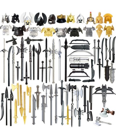 79pcs Medieval Ancient Roman Viking Greece Egypt Military Figure Helmet Mask Armor Weapon Set Small Particle Building Block T...