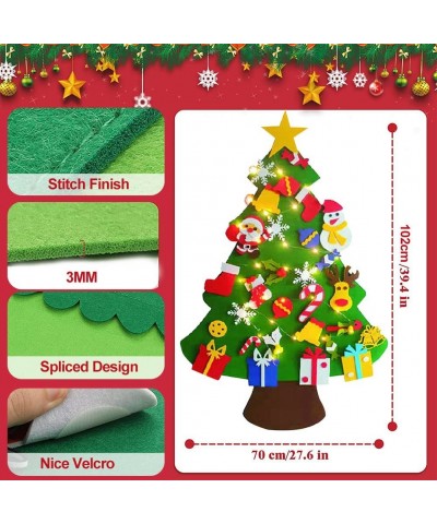 Felt Christmas Tree 3.8ft DIY Felt Christmas Tree Set with 30 Detachable Ornaments 10ft LED Lights Christmas Wall Hanging Orn...