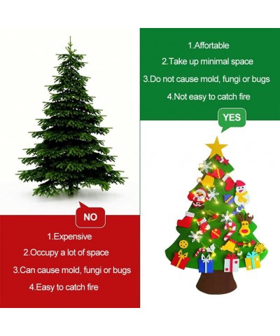 Felt Christmas Tree 3.8ft DIY Felt Christmas Tree Set with 30 Detachable Ornaments 10ft LED Lights Christmas Wall Hanging Orn...