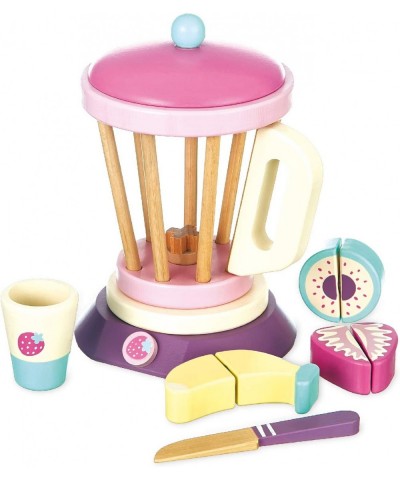 8 Pc Wooden Smoothie Maker toy - Includes wood Blender cup Fruits and knife. Made with Premium Materials - Encourages Pretend...