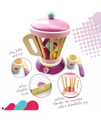 8 Pc Wooden Smoothie Maker toy - Includes wood Blender cup Fruits and knife. Made with Premium Materials - Encourages Pretend...