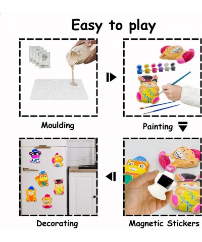 Kids Arts Crafts Dinosaur Painting Toy Kit for Ages 3-12 DIY Mould & Paint Paster Gypsum Fridge Refrigerator Magnets Creativi...