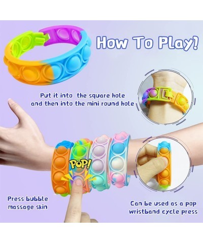 Push Pop Bubble Bracelet Fidget Toy Wearable Wristband Fidget Sensory Toys Hand Finger Press Silicone Bracelet Toy Stress Rel...