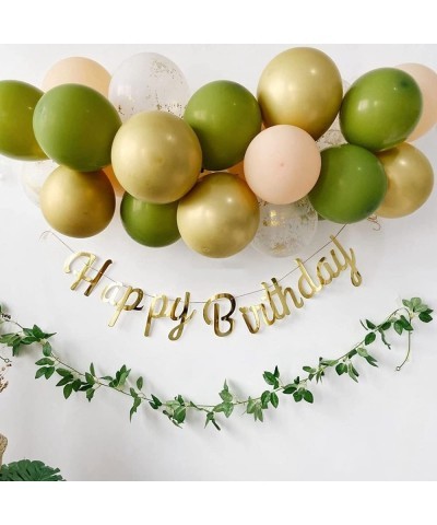 62Pcs Olive Green Gold Balloons for Baby Shower Decorations - 12inch Olive Green Gold Confetti Balloons Set for Baby Shower W...