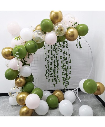 62Pcs Olive Green Gold Balloons for Baby Shower Decorations - 12inch Olive Green Gold Confetti Balloons Set for Baby Shower W...