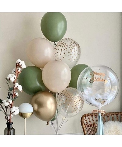 62Pcs Olive Green Gold Balloons for Baby Shower Decorations - 12inch Olive Green Gold Confetti Balloons Set for Baby Shower W...