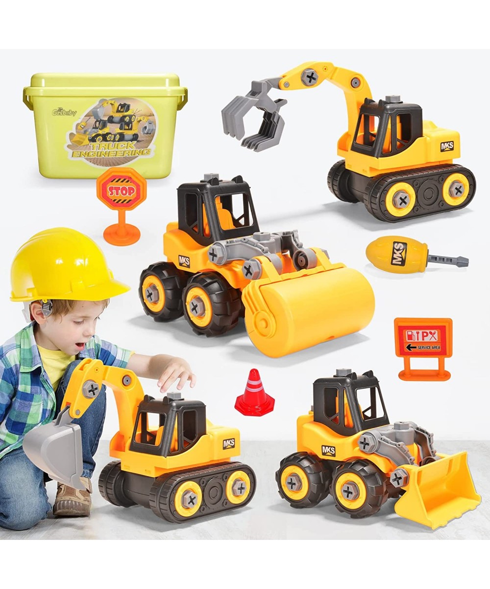 Construction Vehicle Toys Take Apart Toys for 3 Year Old Boys Excavator Bulldozer Roller Loader Toy for Kids Educational Toys...