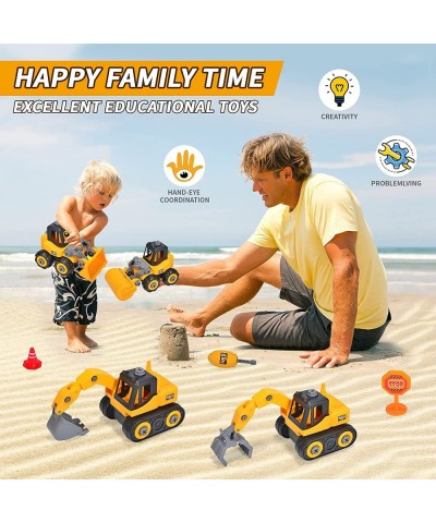 Construction Vehicle Toys Take Apart Toys for 3 Year Old Boys Excavator Bulldozer Roller Loader Toy for Kids Educational Toys...