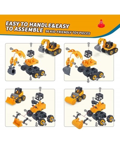 Construction Vehicle Toys Take Apart Toys for 3 Year Old Boys Excavator Bulldozer Roller Loader Toy for Kids Educational Toys...