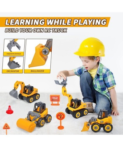 Construction Vehicle Toys Take Apart Toys for 3 Year Old Boys Excavator Bulldozer Roller Loader Toy for Kids Educational Toys...