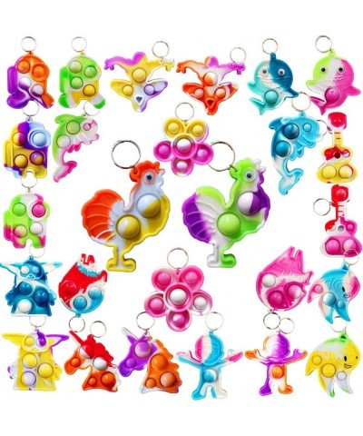 30 Packs Bulk Mini pop Set Fidget bubble Silicone Keychain Sensory Squeeze Stress Reliever Toys for Party Favors Classroom St...