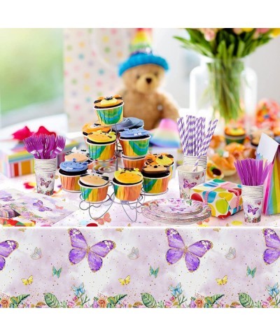 176 Pcs Butterfly Birthday Party Supplies Butterfly Party Decorations Tablecloth Plates Napkins Cups Straws Knives Forks Birt...